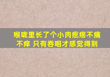 喉咙里长了个小肉疙瘩不痛不痒 只有吞咽才感觉得到